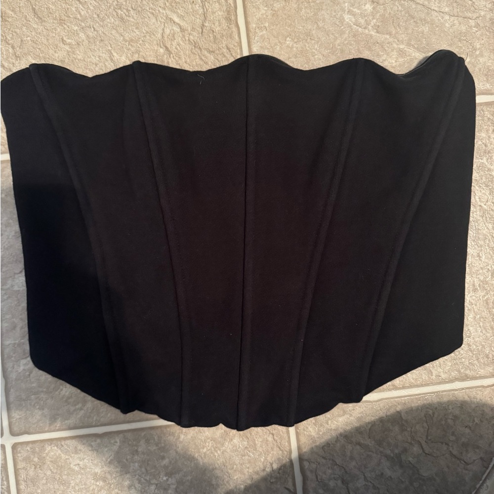 Good American black corset crop top
